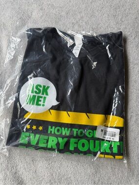 Black Graphic Tee with Bold Green & Yellow Subway-Inspired Print